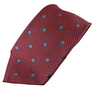 Hilditch & Key Silk 56" Vintage Necktie Designer Red/Blue Polka Dots